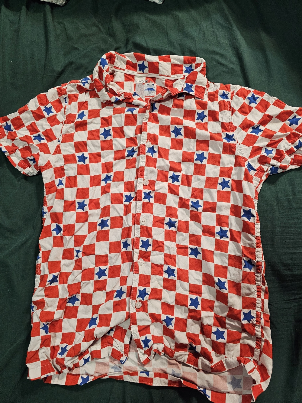 Cat & Jack Red, White & Blue Checkered Star Button-Down Shirt
